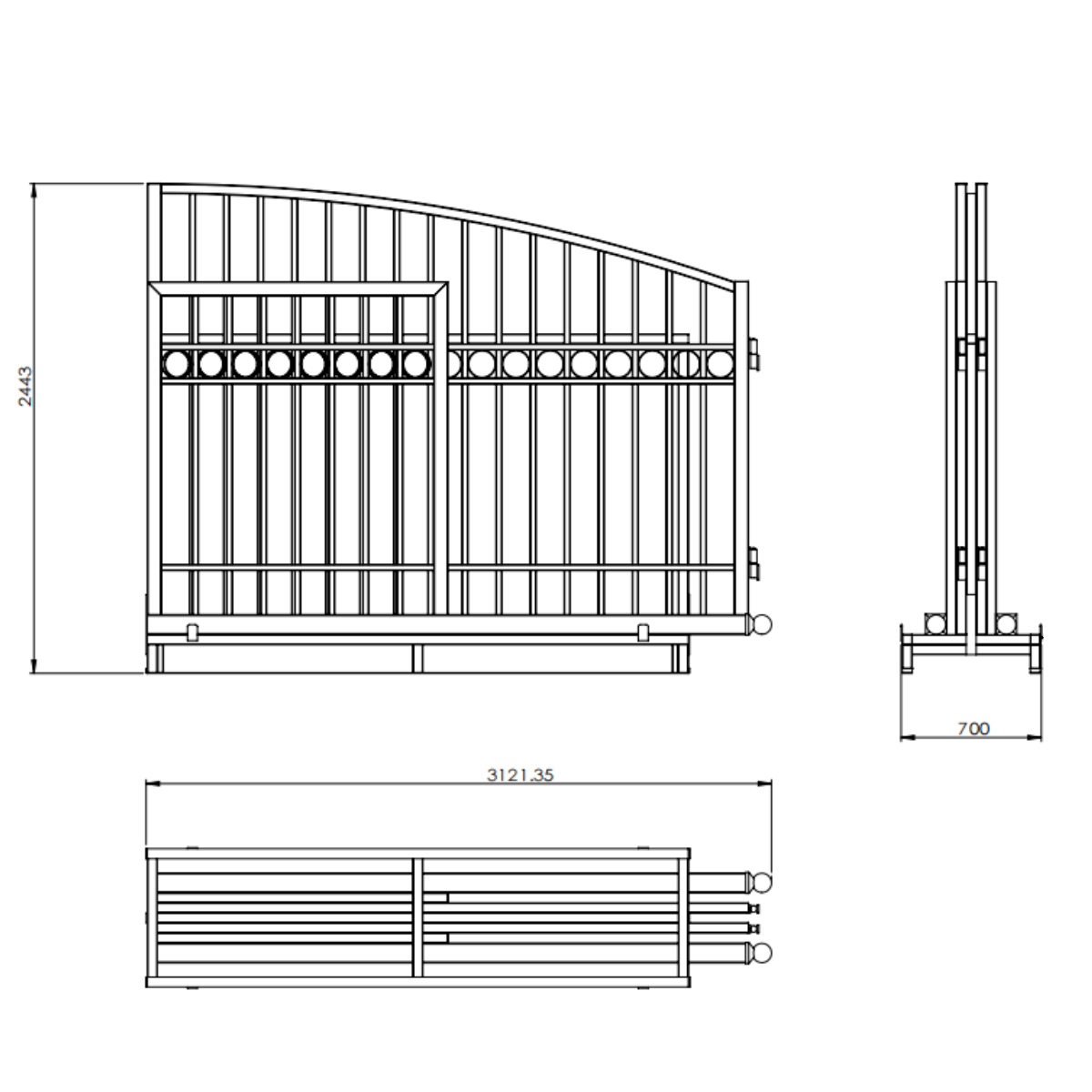 30 ft Dual Swing Wrought Iron Gate