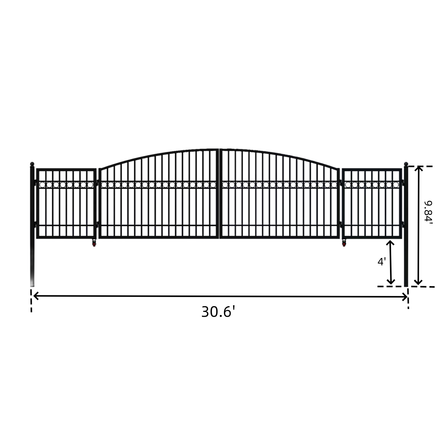 30 ft Dual Swing Wrought Iron Gate