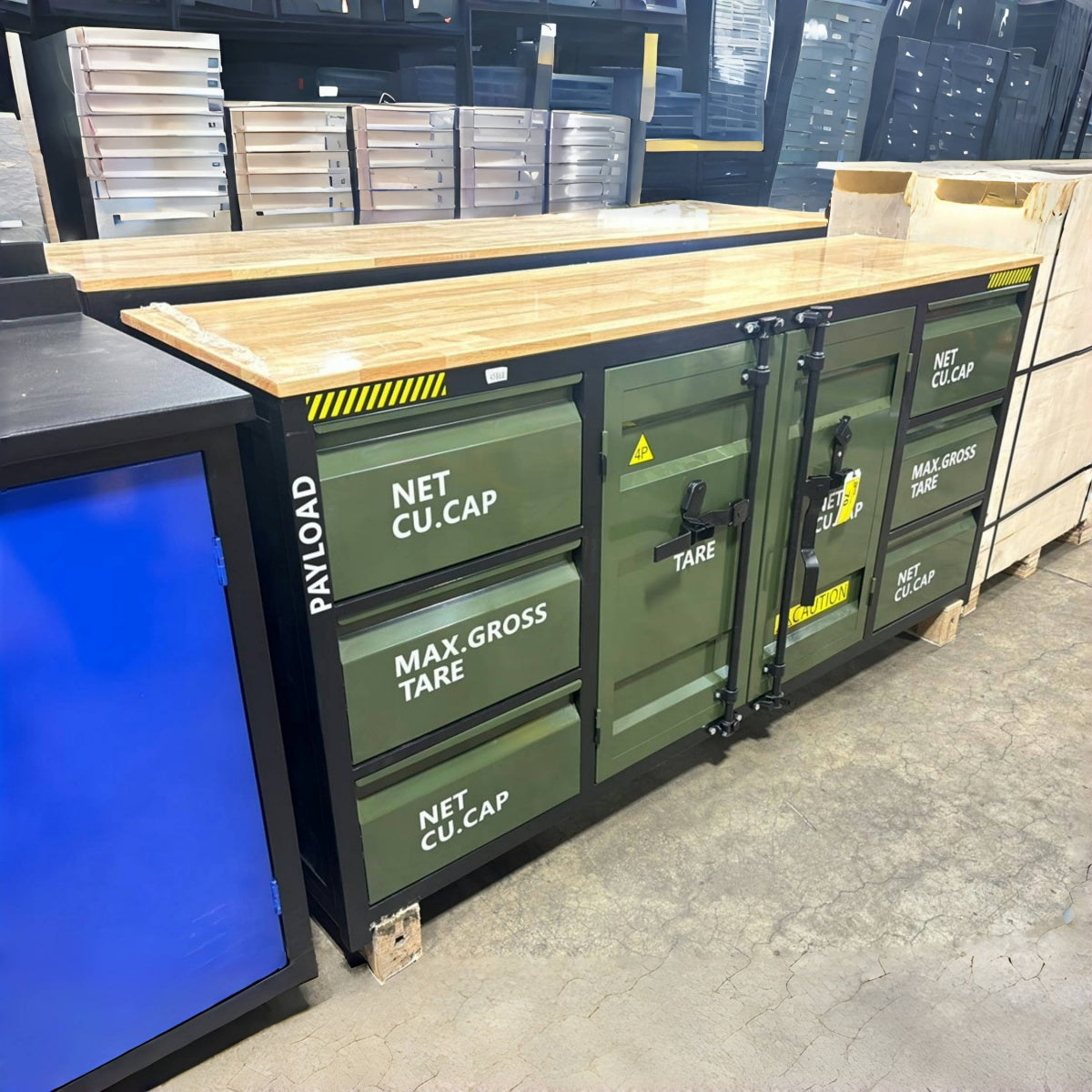 6.5ft Storage Cabinet with Workbench (6 Drawers)