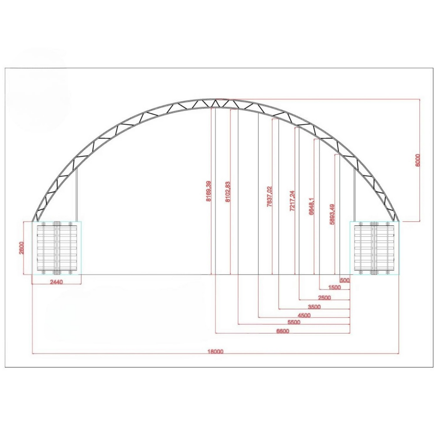 Double Truss Shipping Container Canopy Shelter 60'x40'x20'
