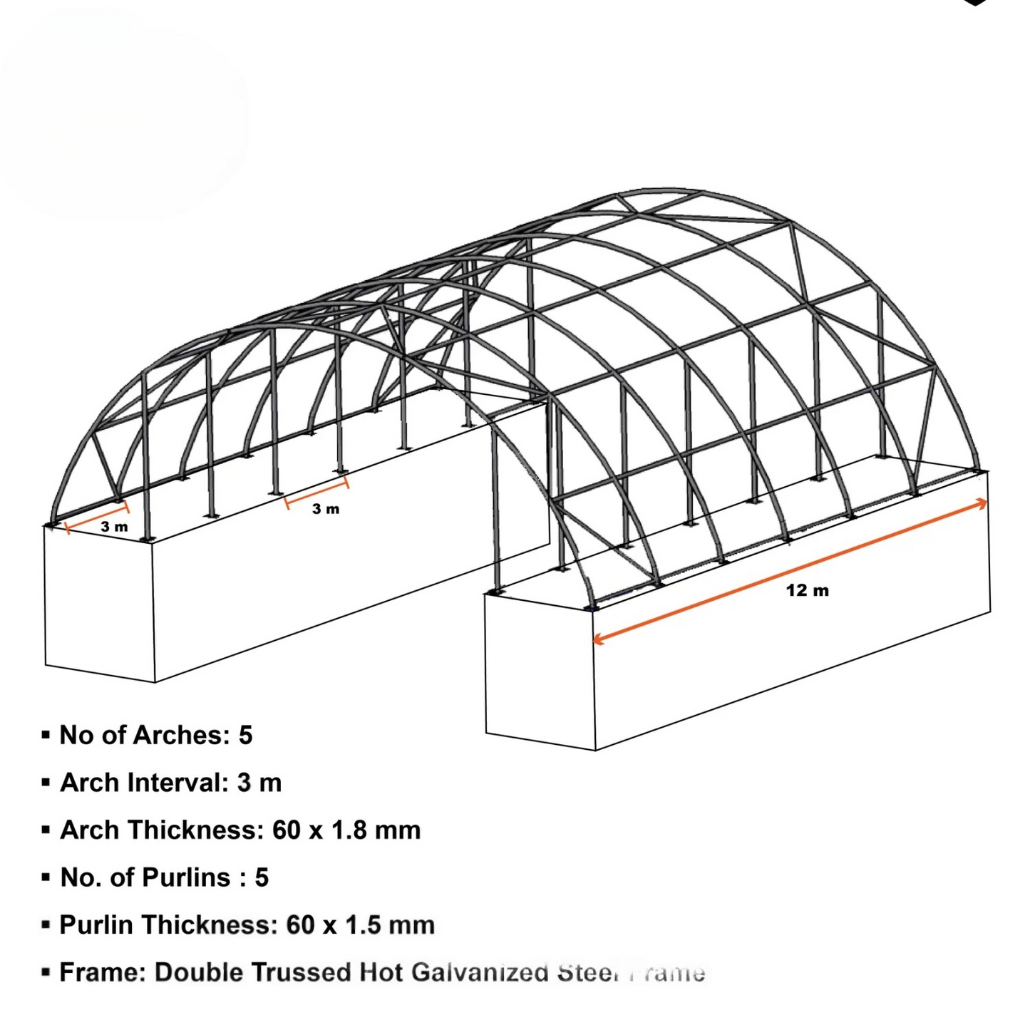 Double Truss Shipping Container Canopy Shelter 60'x40'x20'