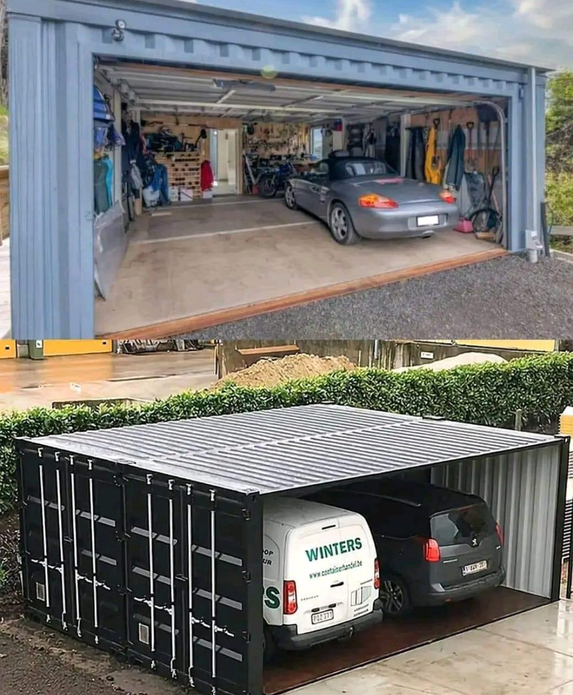 Container, garages and Barnes