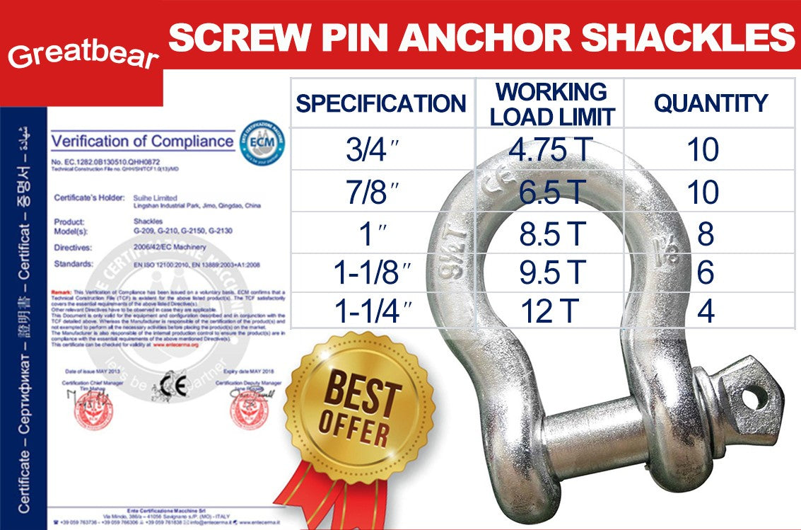 Screw Pin Anchor Shackles (38 pcs)
