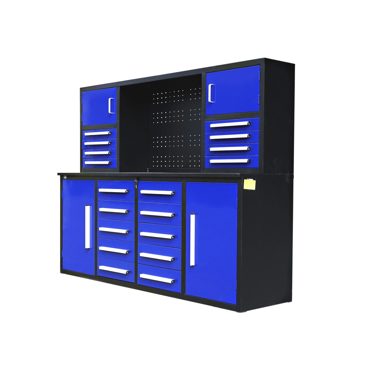 7' Garage Storage Cabinet with Workbench (18 Drawers & 4 Cabinets & Pegboard)#color_Blue