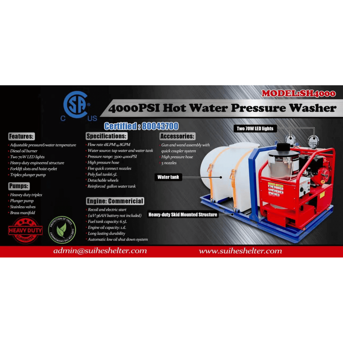 Hot Water Pressure Washer with Water Tank