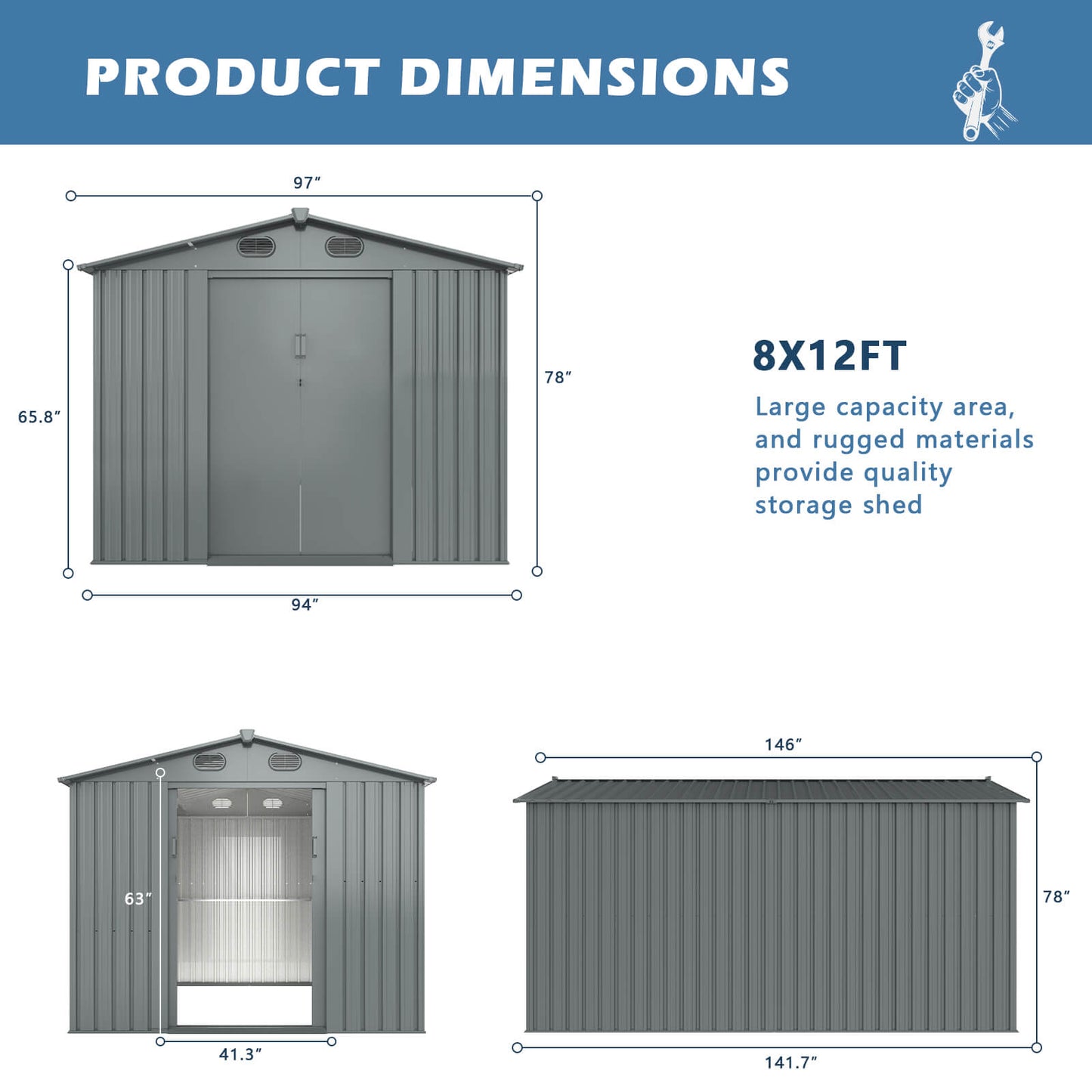 Metal Storage Shed 8'x12'