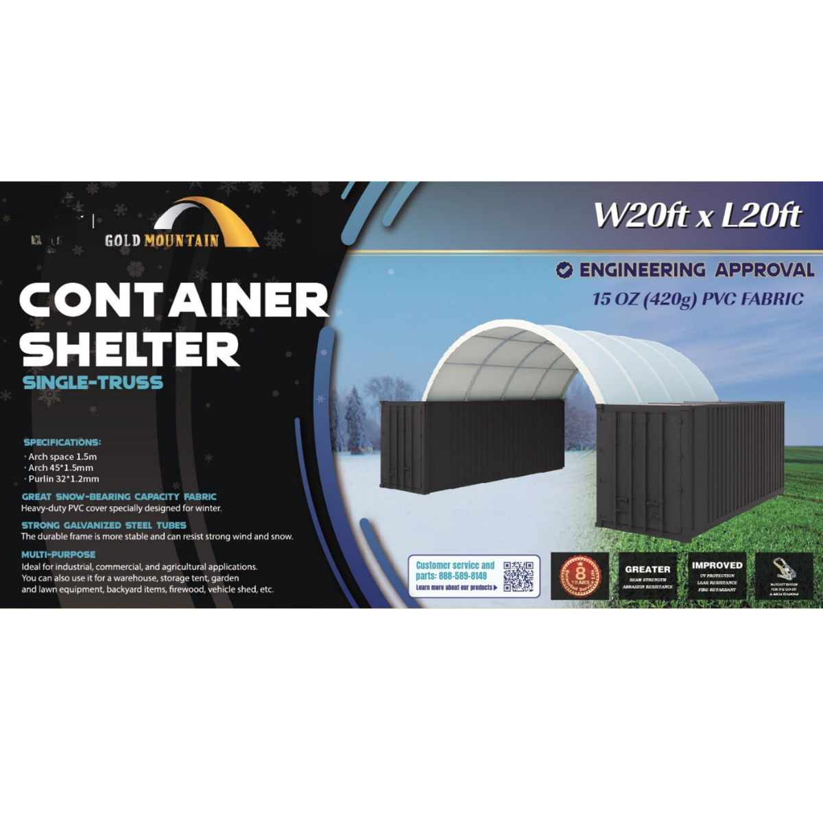 Shipping Container Canopy Shelter 20'x20'