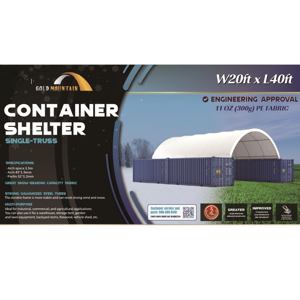 Shipping Container Canopy Shelter 20'x40'