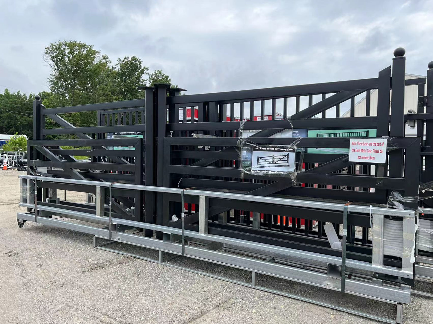 Chery Industrial 20ft Farm Metal Driveway Gate with Diagonal Tubes