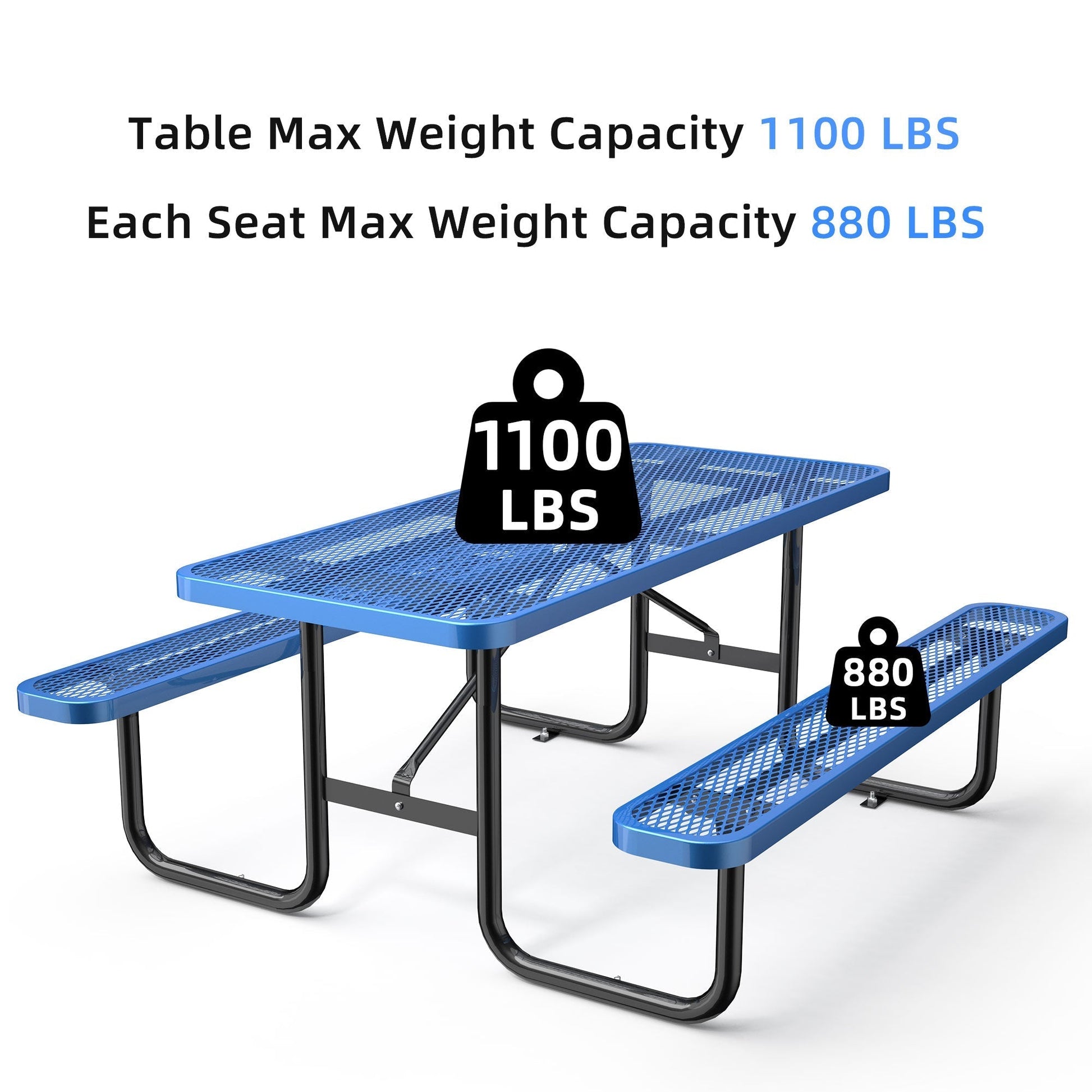 6 ft Metal Picnic Tables#color_Blue