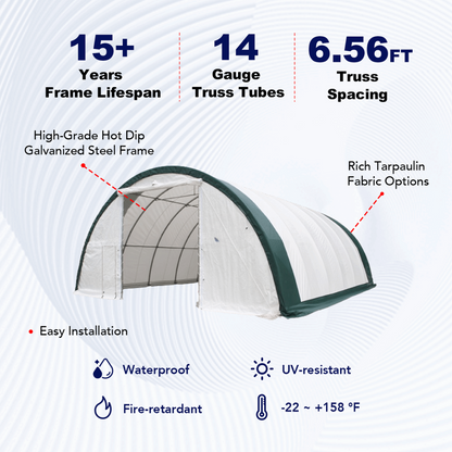 Single Truss Arch Storage Shelter W30'xL65'xH15'